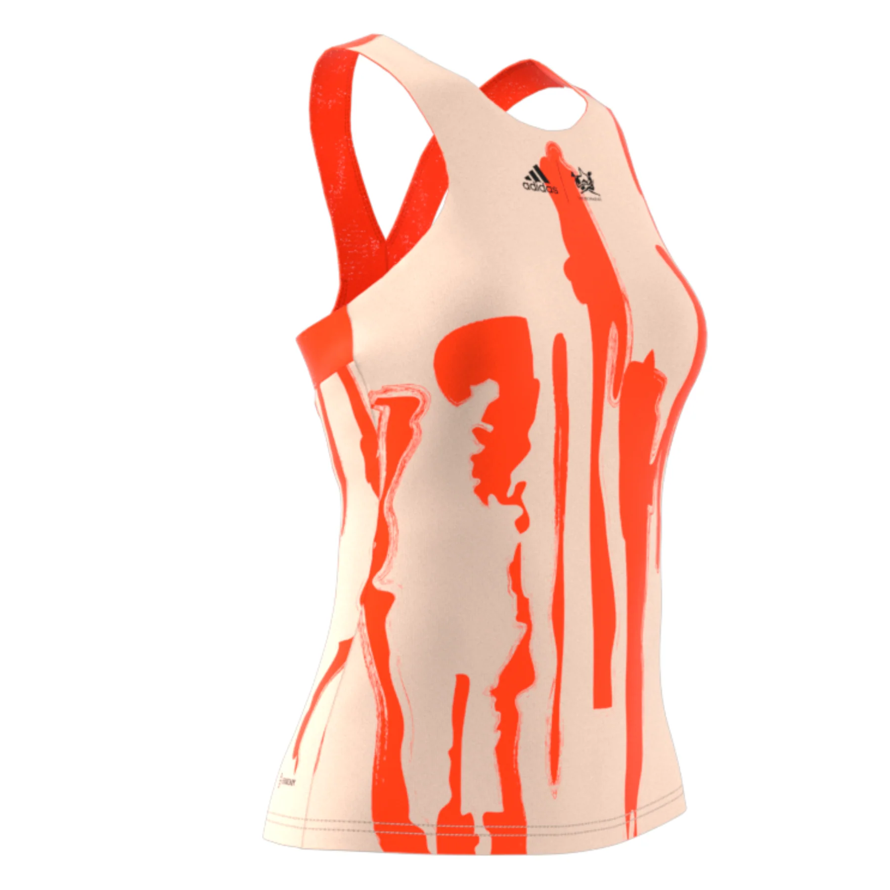 Adidas  Ecru Tint/Impact Orange Performance Thebe Magugu Tennis New York Y-Back Tank Top - Image 4
