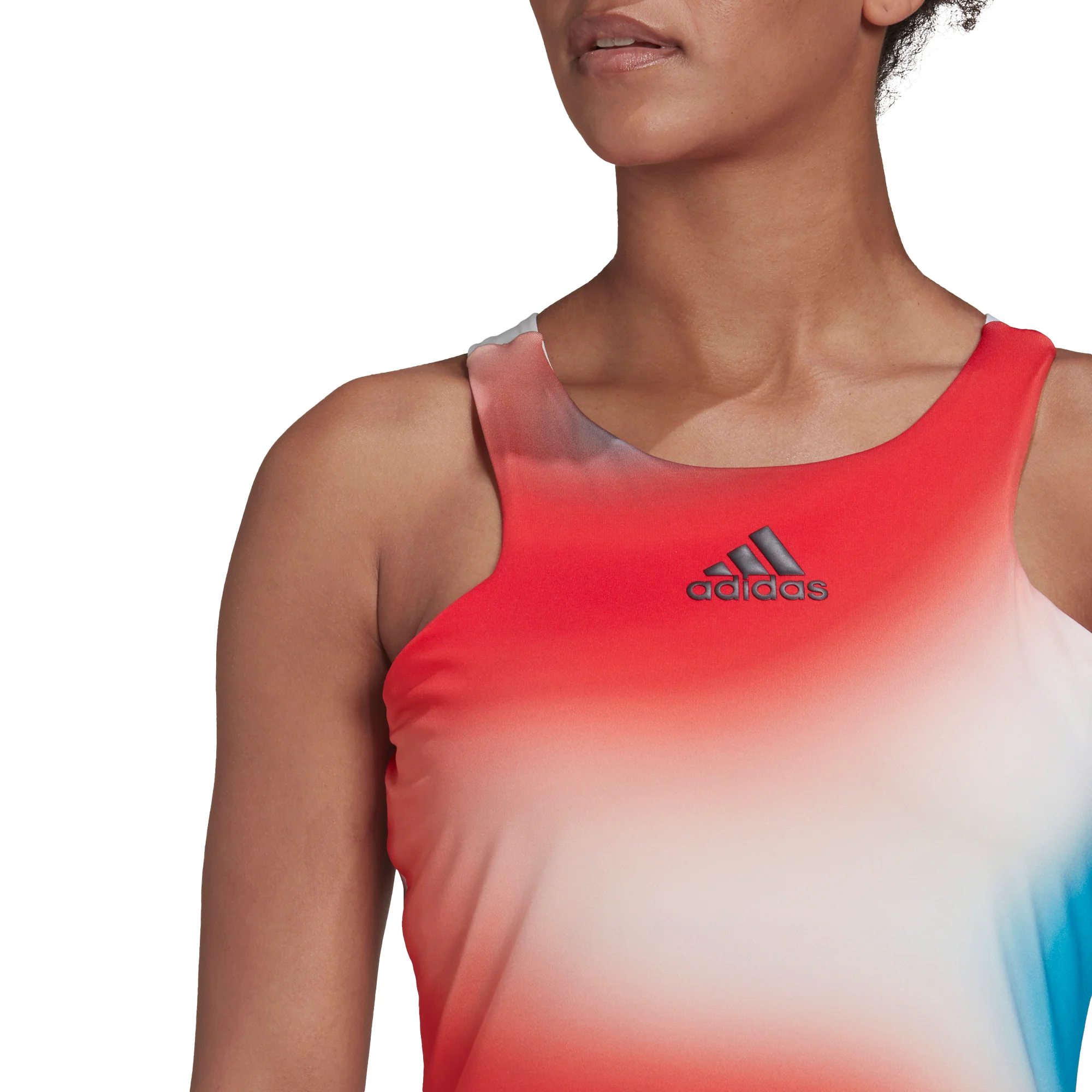 Adidas Womens Melbourne Tank - White/Vivid Red/Sky Rush - Image 3
