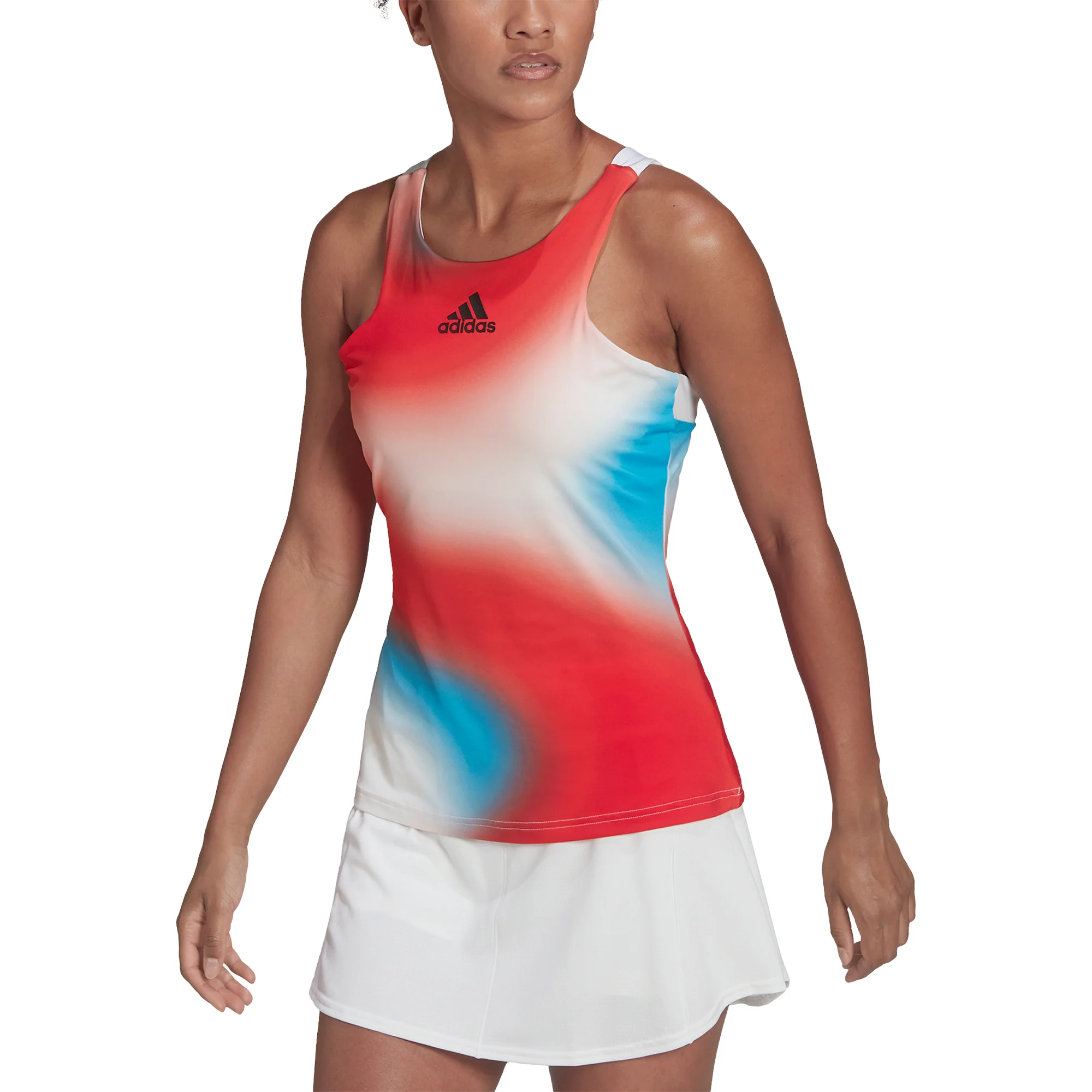 Adidas Womens Melbourne Tank - White/Vivid Red/Sky Rush - Image 5