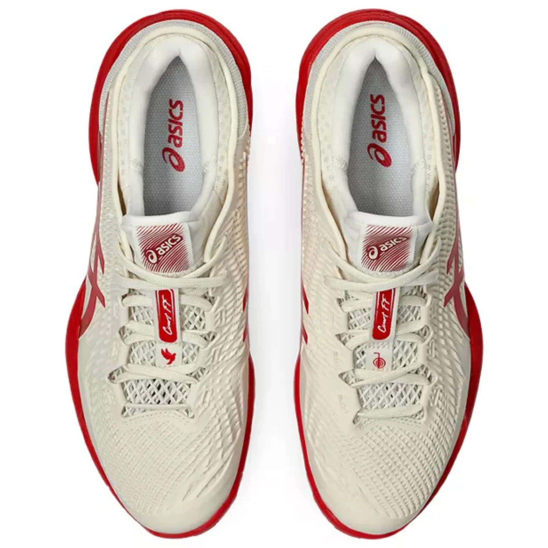 Asics Court FF Novak Mens Tennis Shoes – Cream/Classic Red - Image 3