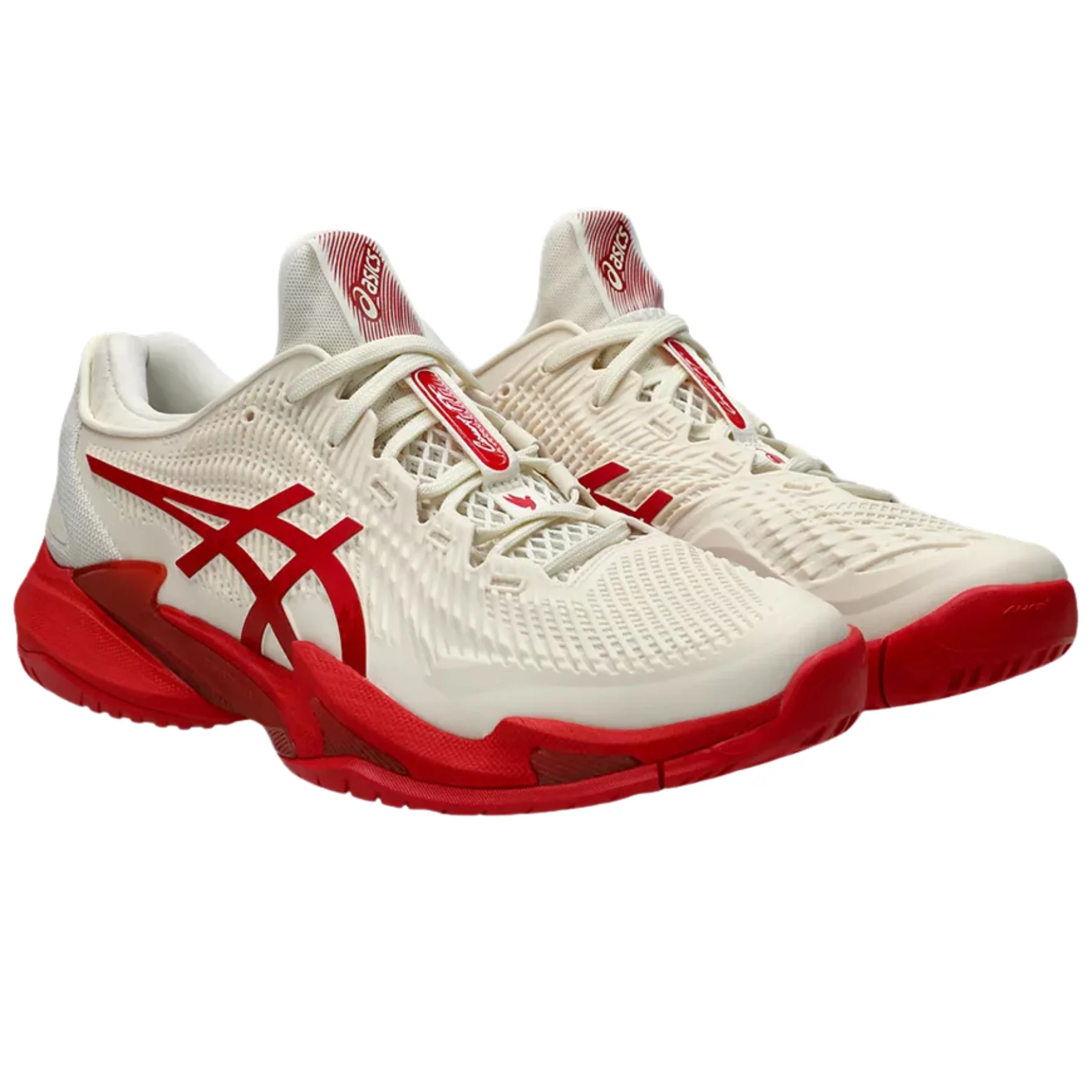 Asics Court FF Novak Mens Tennis Shoes – Cream/Classic Red - Image 5