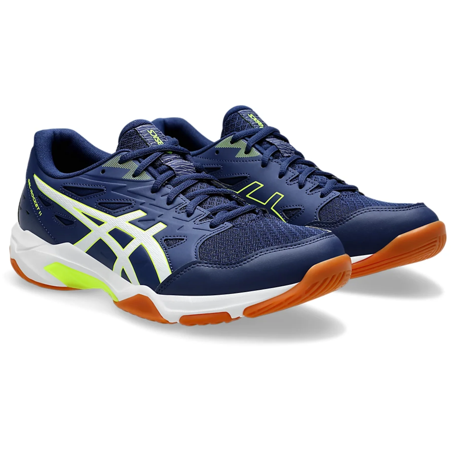 Asics Gel-Rocket 11 Men Multi Court Shoes - Blue Expanse/Safety Yellow - Image 3