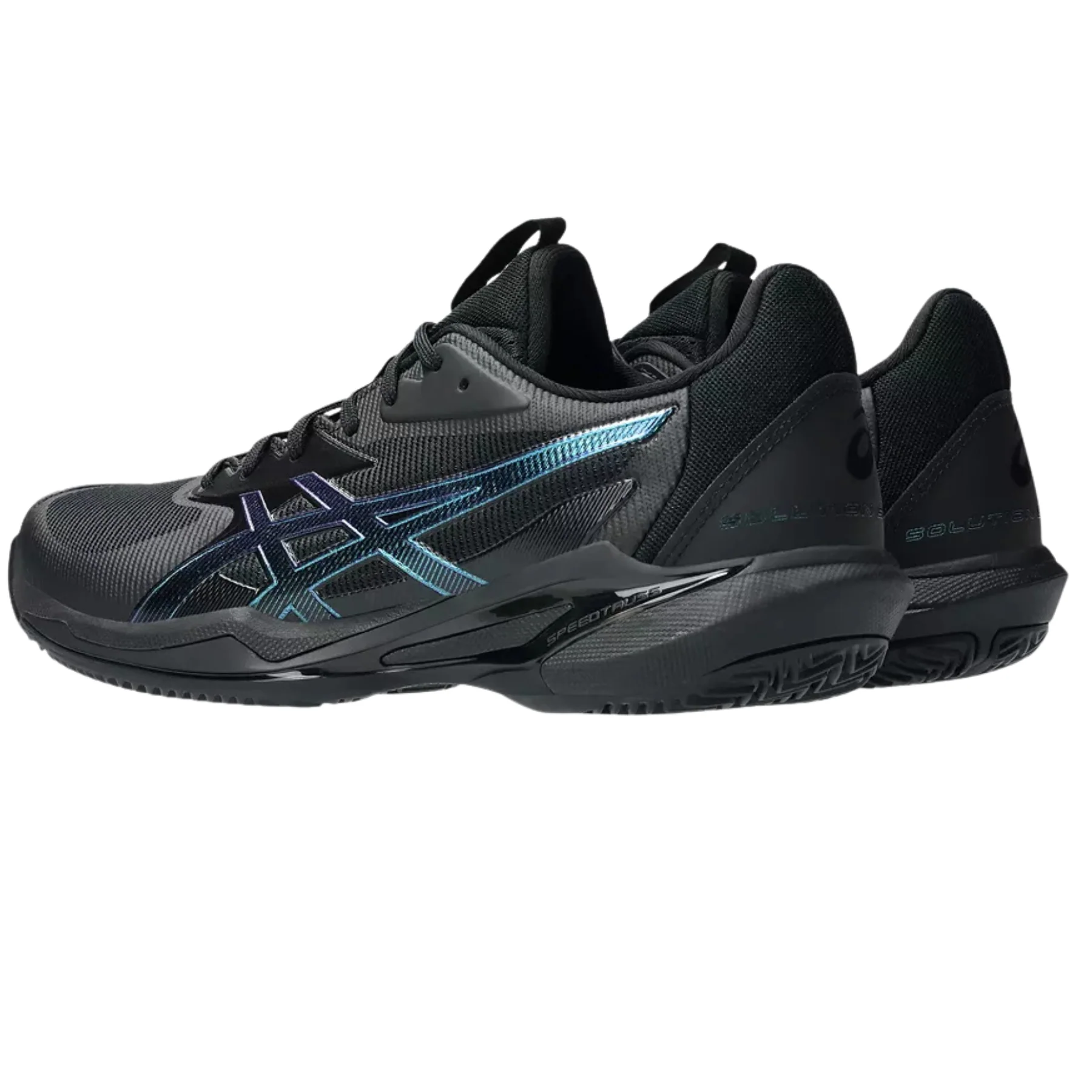 Asics Solution Speed FF 3 Clay Night Energy Herringbone Womens Tennis Shoes - Black/Prism Blue - Image 6