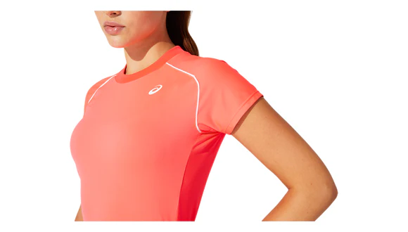 Asics Womens Court Piping SS Top - Diva Pink - Image 4