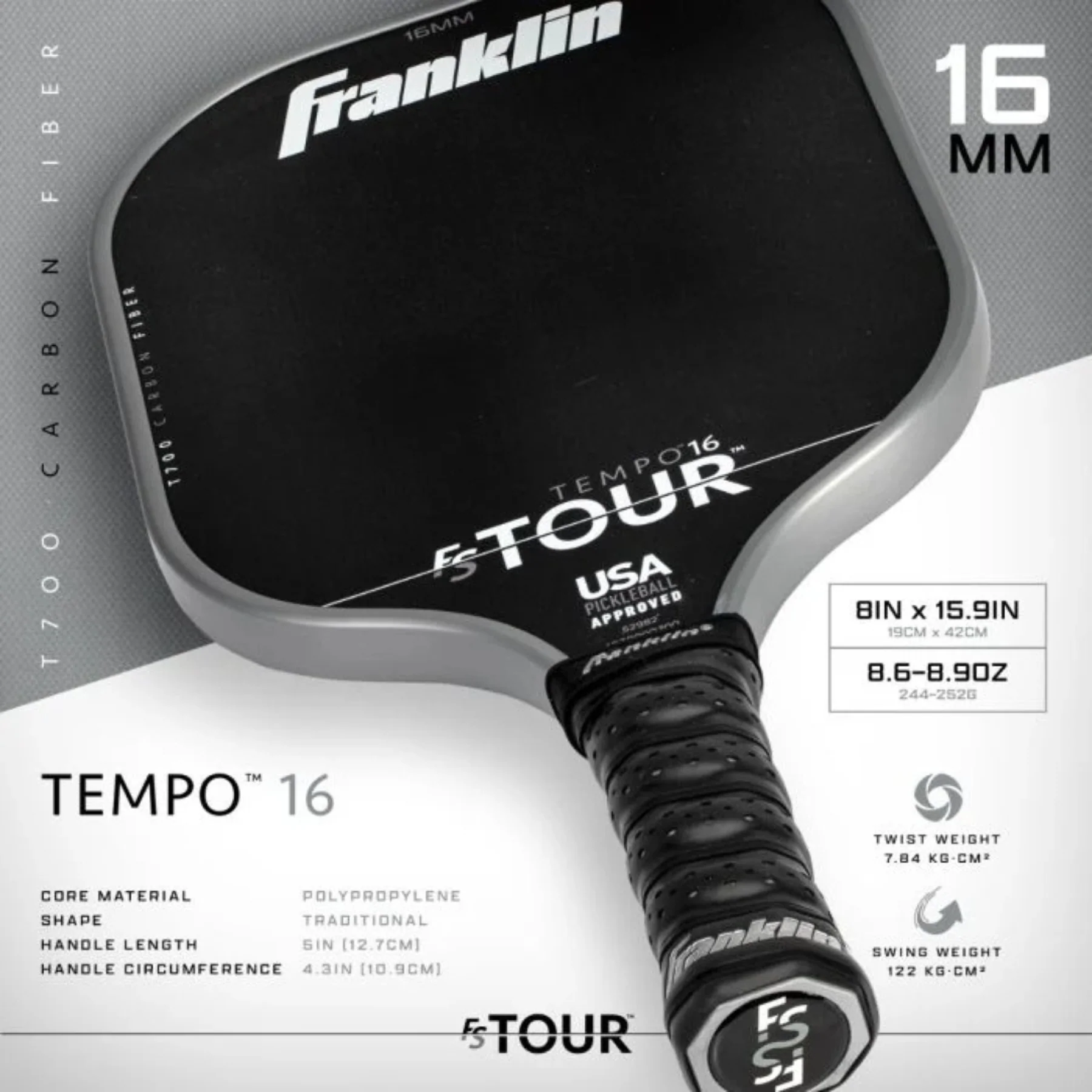 Franklin FS Tour Tempo Pickleball Paddle - Gray - Image 8