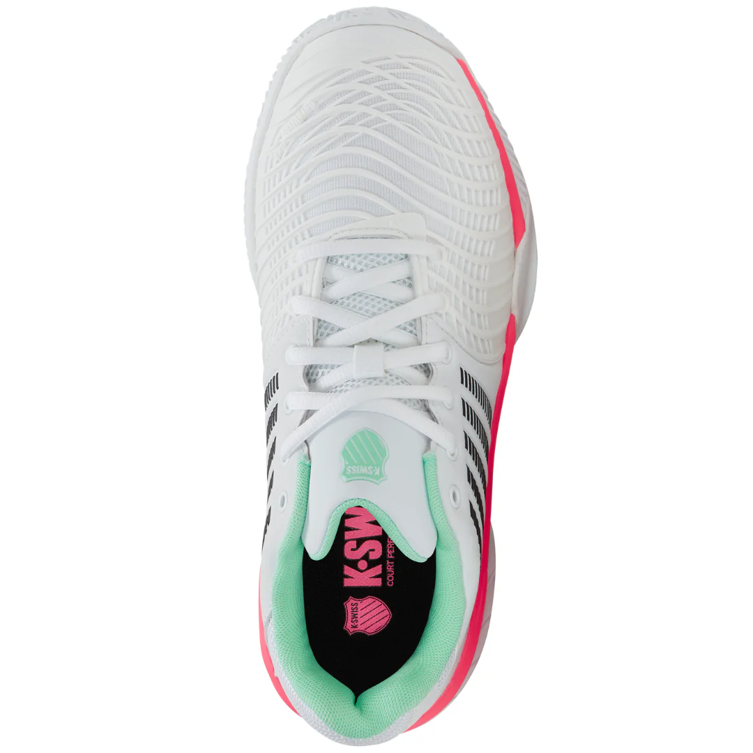 K Swiss Express Light 3 Herringbone Womens Tennis Shoes - White/Neon - Image 3
