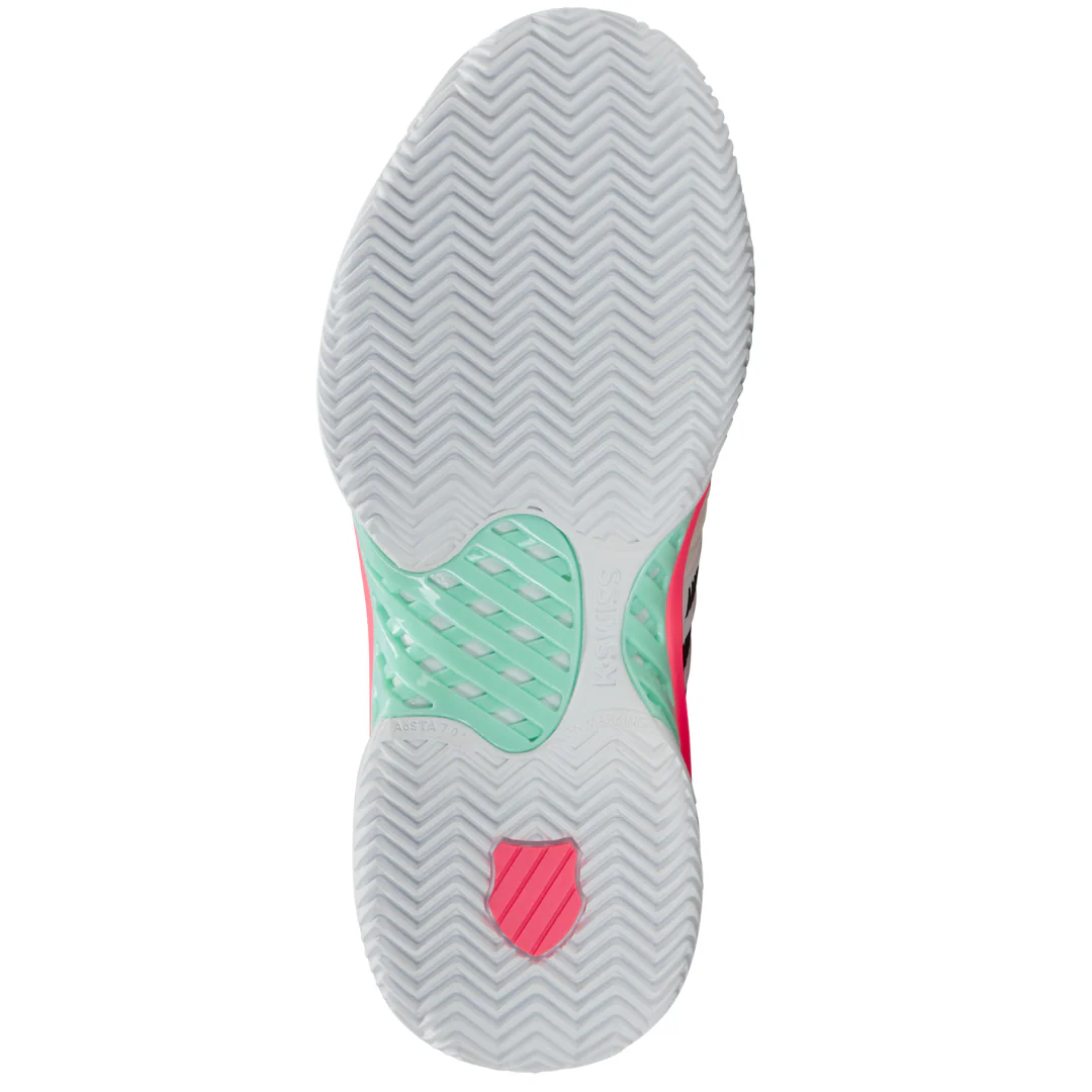 K Swiss Express Light 3 Herringbone Womens Tennis Shoes - White/Neon - Image 4
