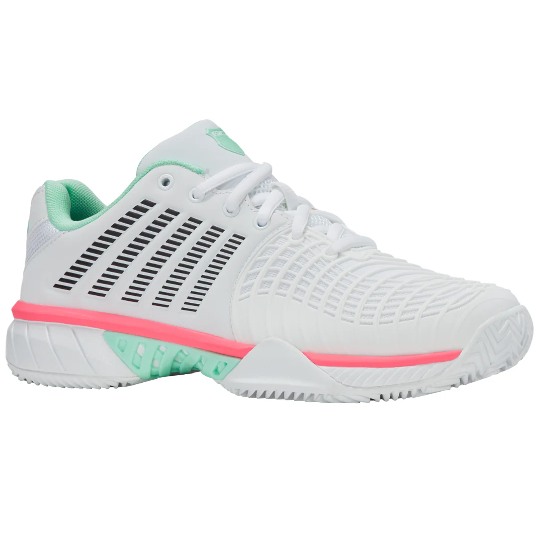 K Swiss Express Light 3 Herringbone Womens Tennis Shoes - White/Neon - Image 7