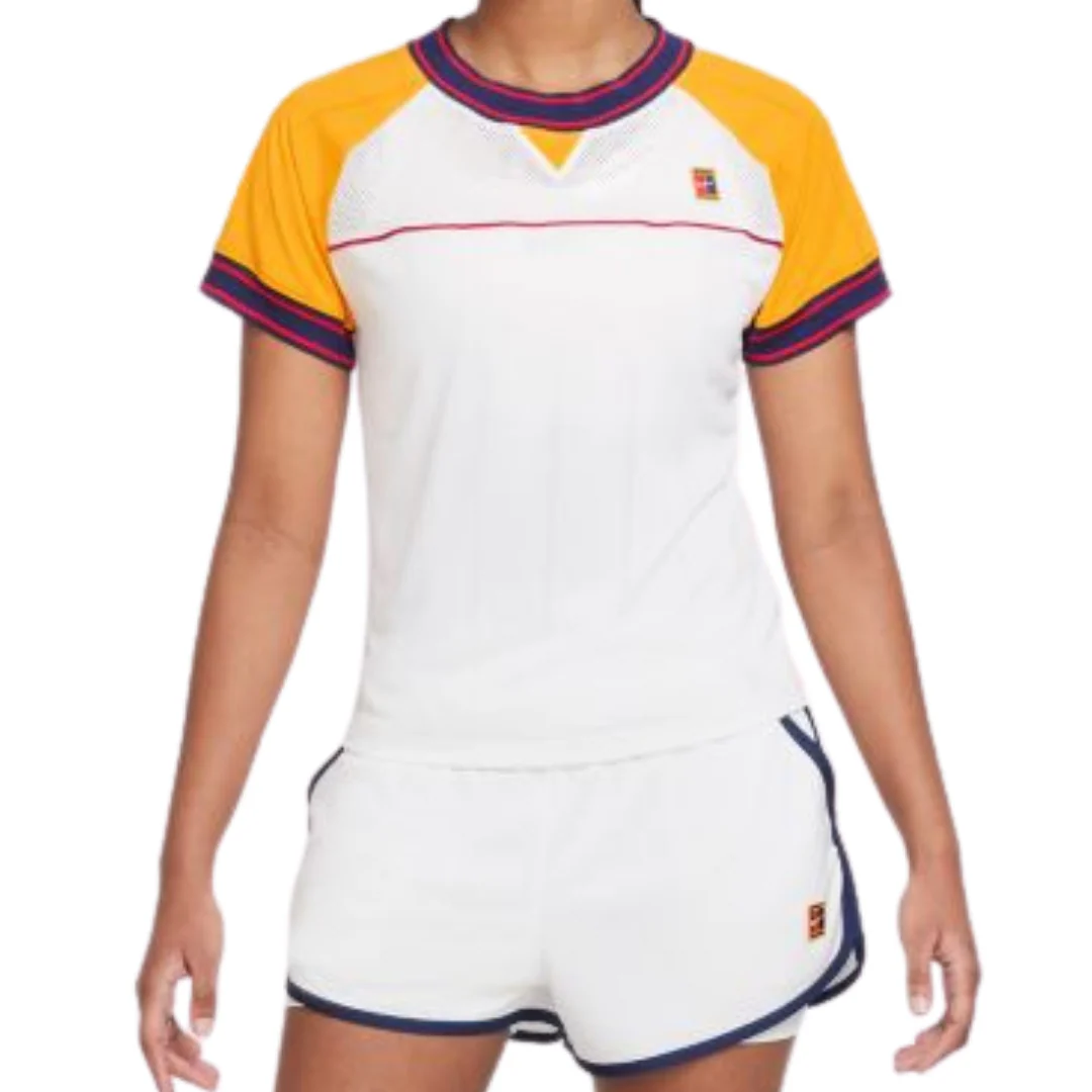 Nike Womens Court DriFit Slam Top - White/University Gold - Image 3