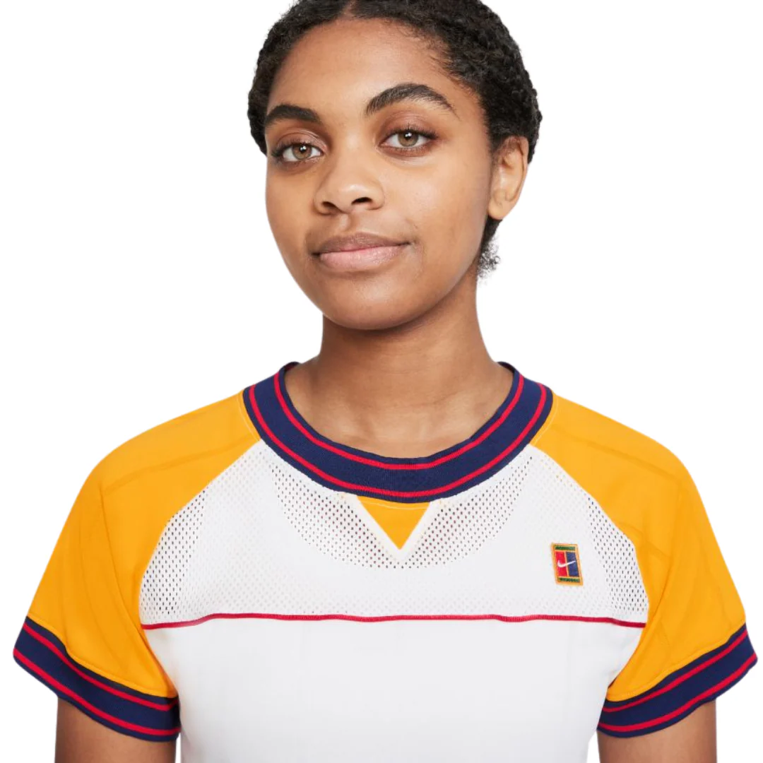 Nike Womens Court DriFit Slam Top - White/University Gold - Image 4