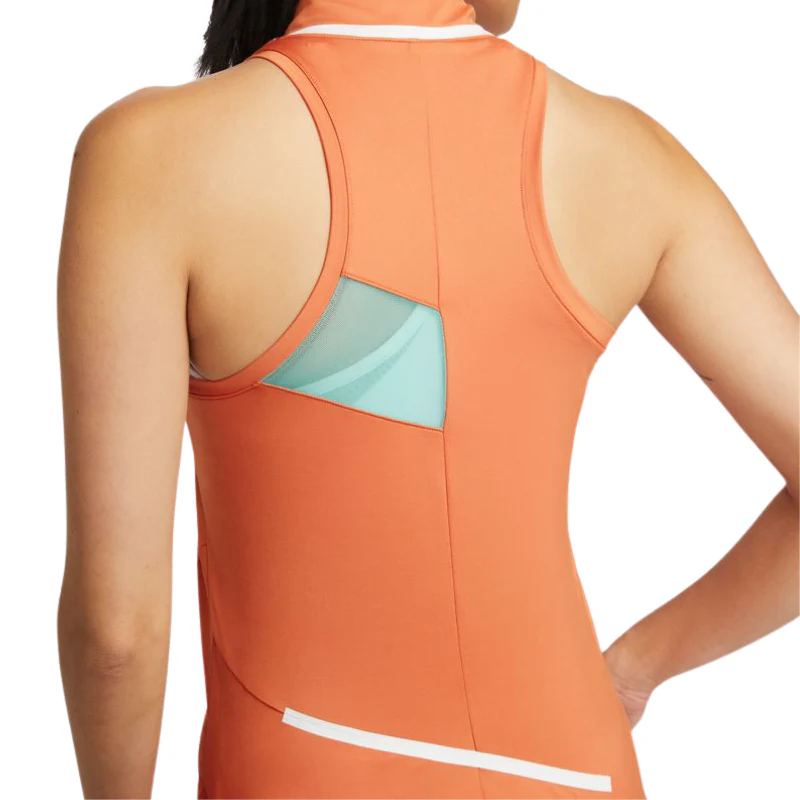 Nike Court Dri-FIT Womens Tennis Tank - Hot Curry/Washed Teal/White/White - Image 3