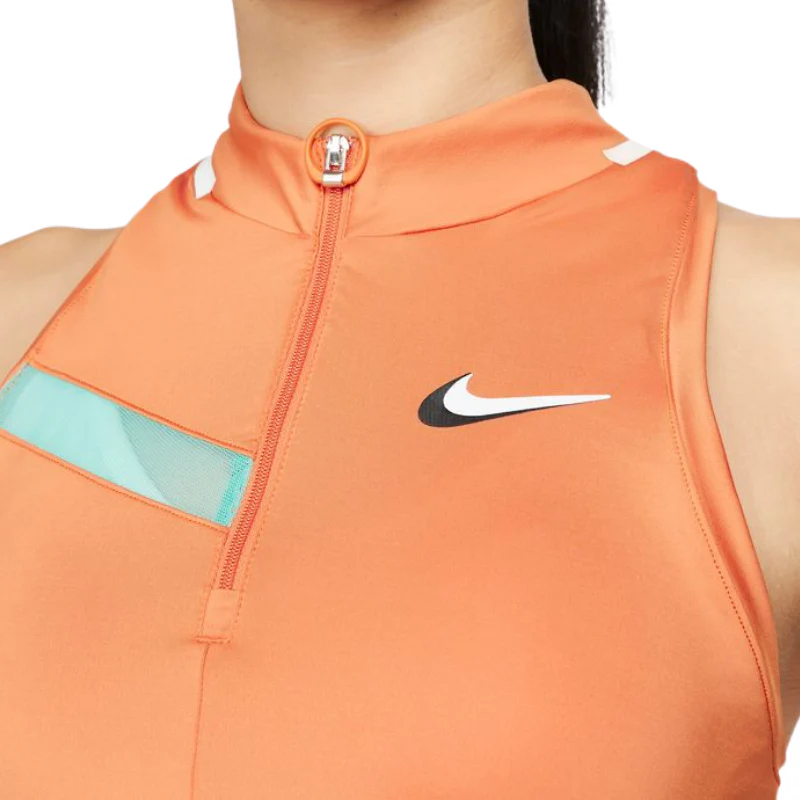 Nike Court Dri-FIT Womens Tennis Tank - Hot Curry/Washed Teal/White/White - Image 4