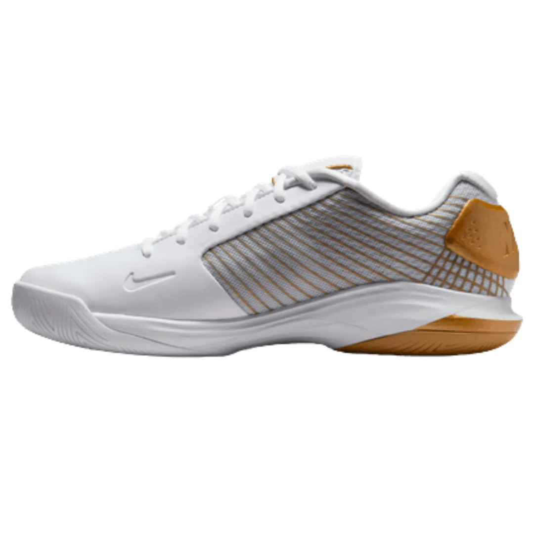 Nike Vapor 12 Hypersmash Mens Hard Court Tennis Shoes - White/Metallic Gold Pure Platinum - Image 6
