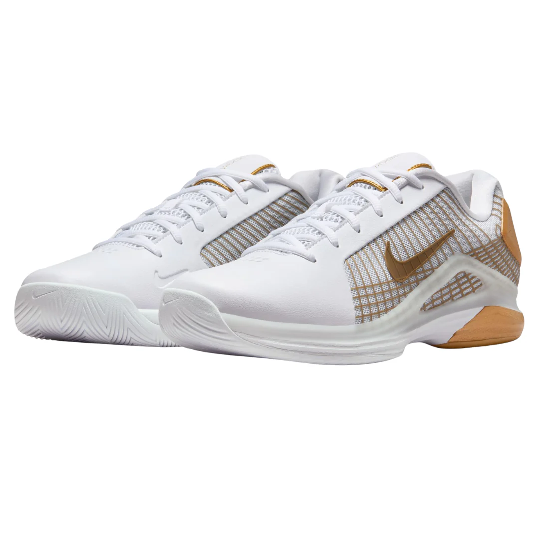 Nike Vapor 12 Hypersmash Mens Hard Court Tennis Shoes - White/Metallic Gold Pure Platinum - Image 7