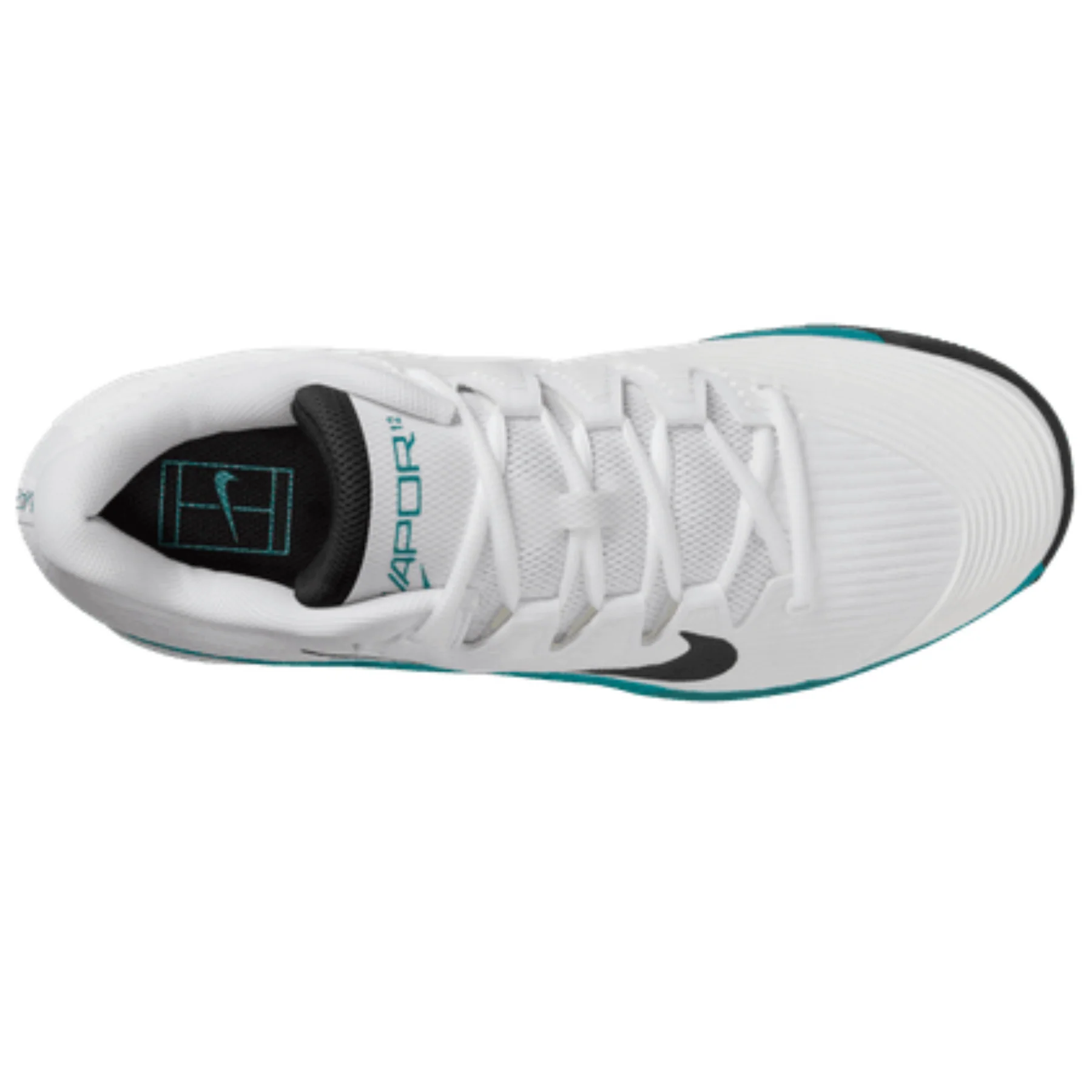 Nike Vapor 12 Mens Hard Court Tennis Shoes - White/Black Radiant Emerald - Image 10