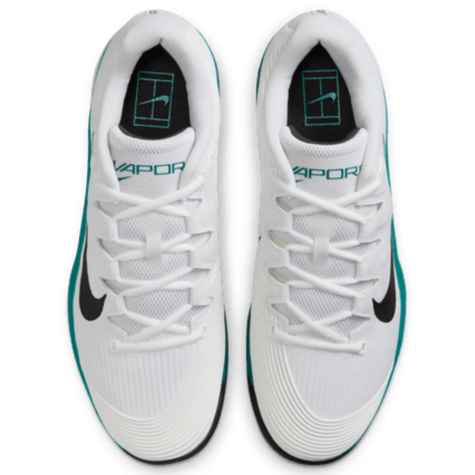 Nike Vapor 12 Mens Hard Court Tennis Shoes - White/Black Radiant Emerald - Image 9