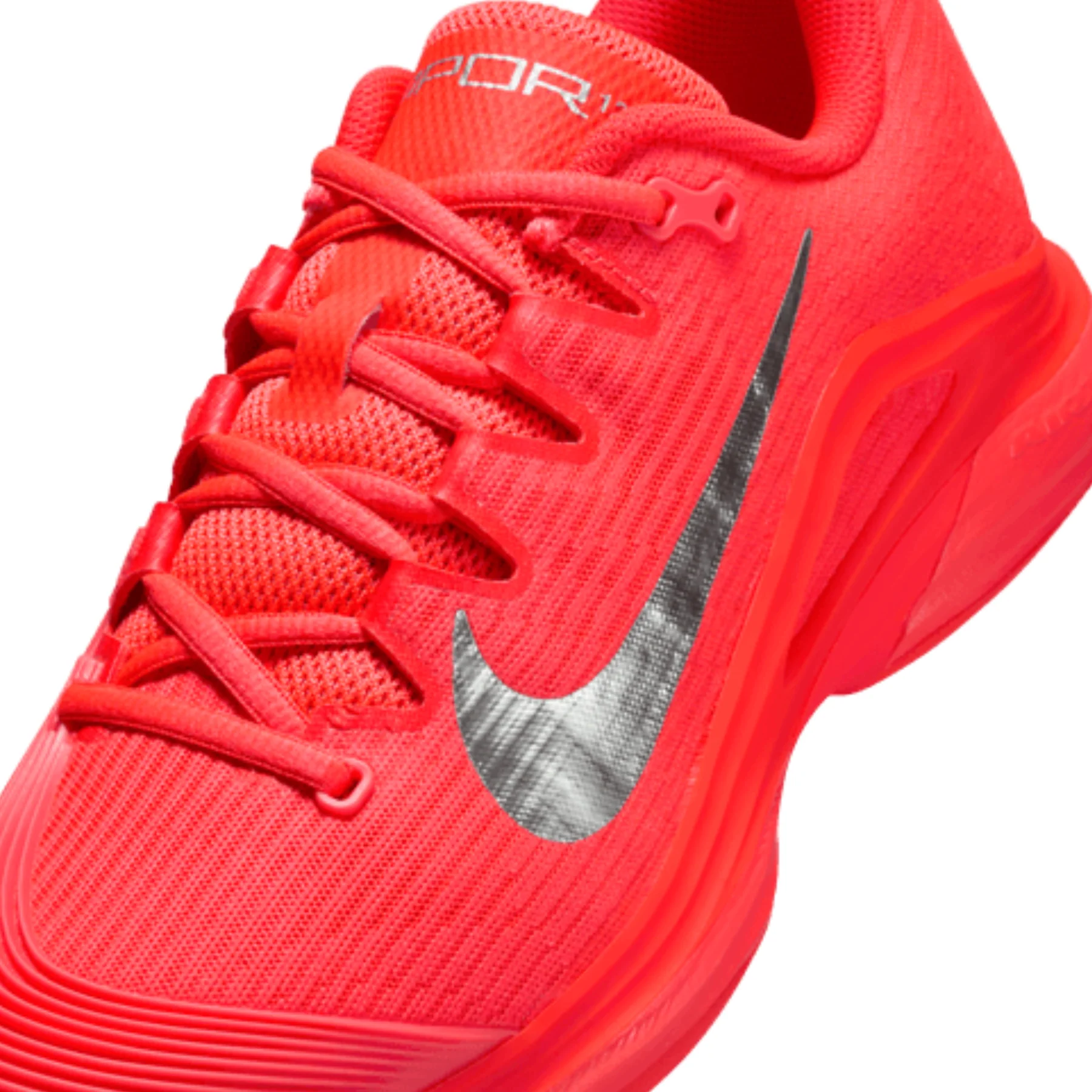 Nike Vapor 12 Premium Womens Hard Court Tennis Shoes - Bright Crimson/Metallic Silver - Image 3