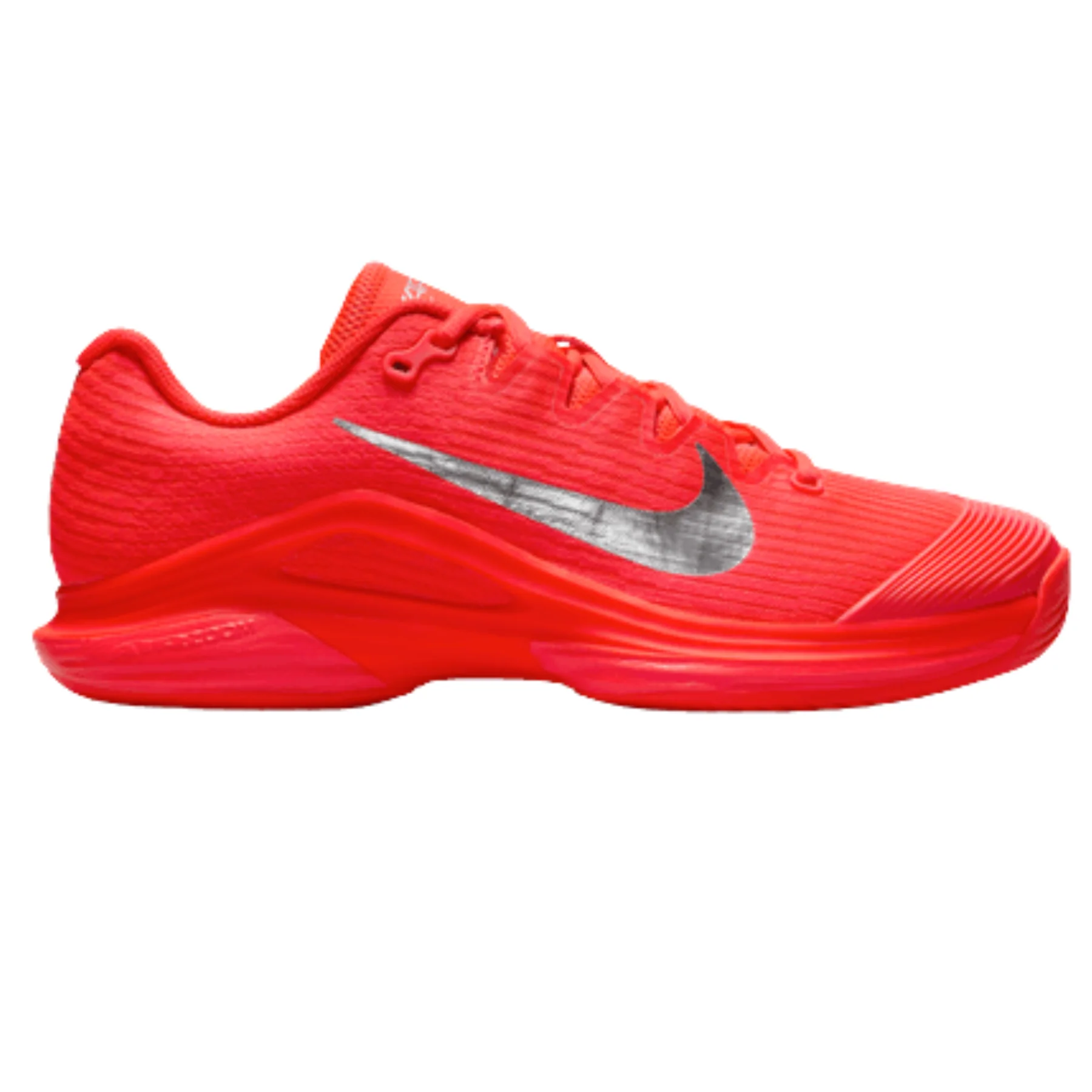 Nike Vapor 12 Premium Womens Hard Court Tennis Shoes - Bright Crimson/Metallic Silver - Image 4