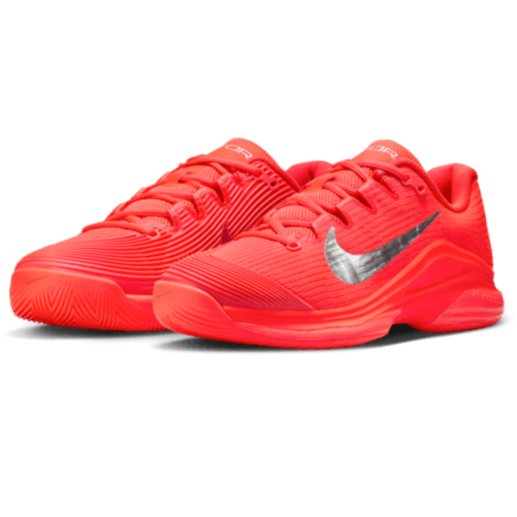 Nike Vapor 12 Premium Womens Hard Court Tennis Shoes - Bright Crimson/Metallic Silver - Image 5