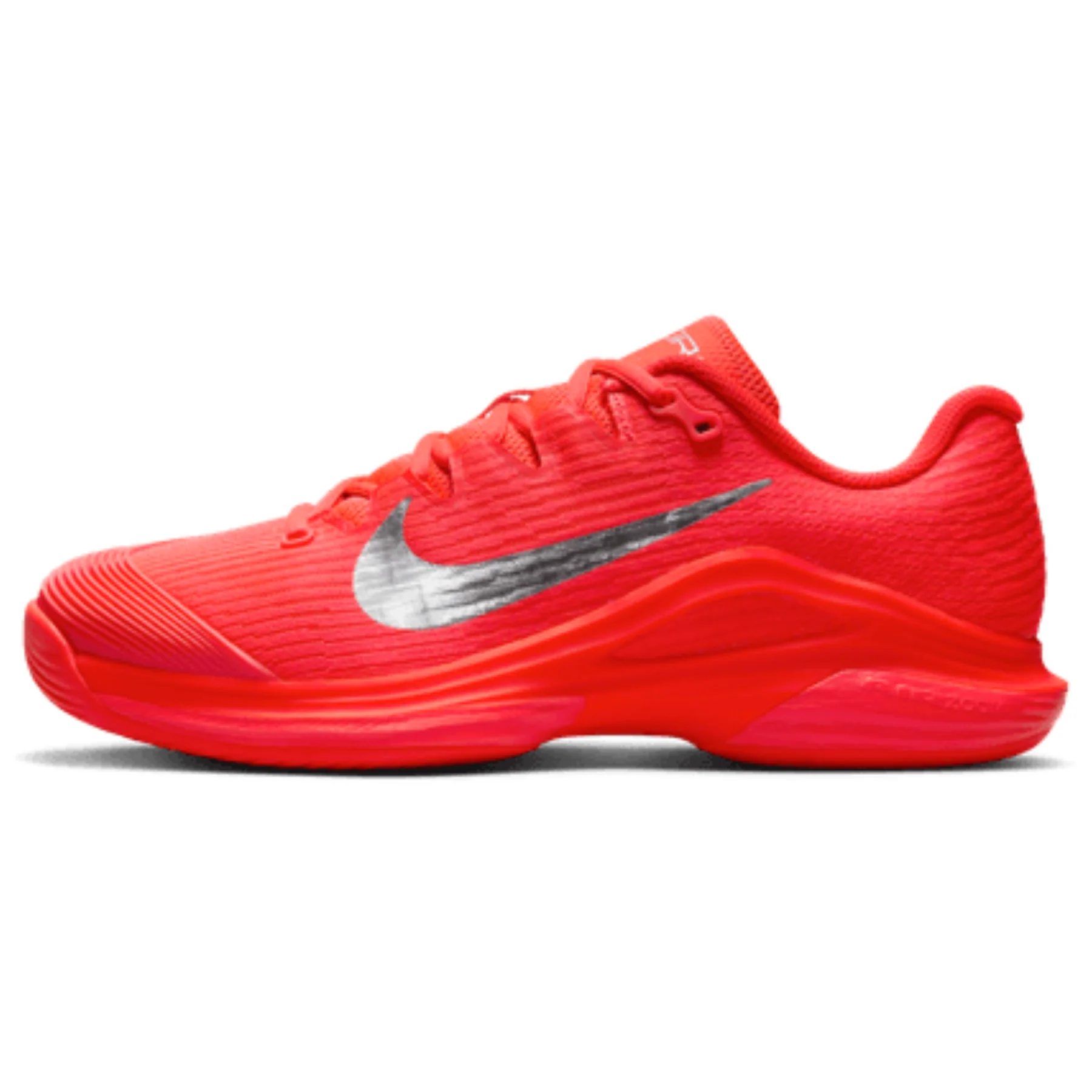 Nike Vapor 12 Premium Womens Hard Court Tennis Shoes - Bright Crimson/Metallic Silver - Image 7
