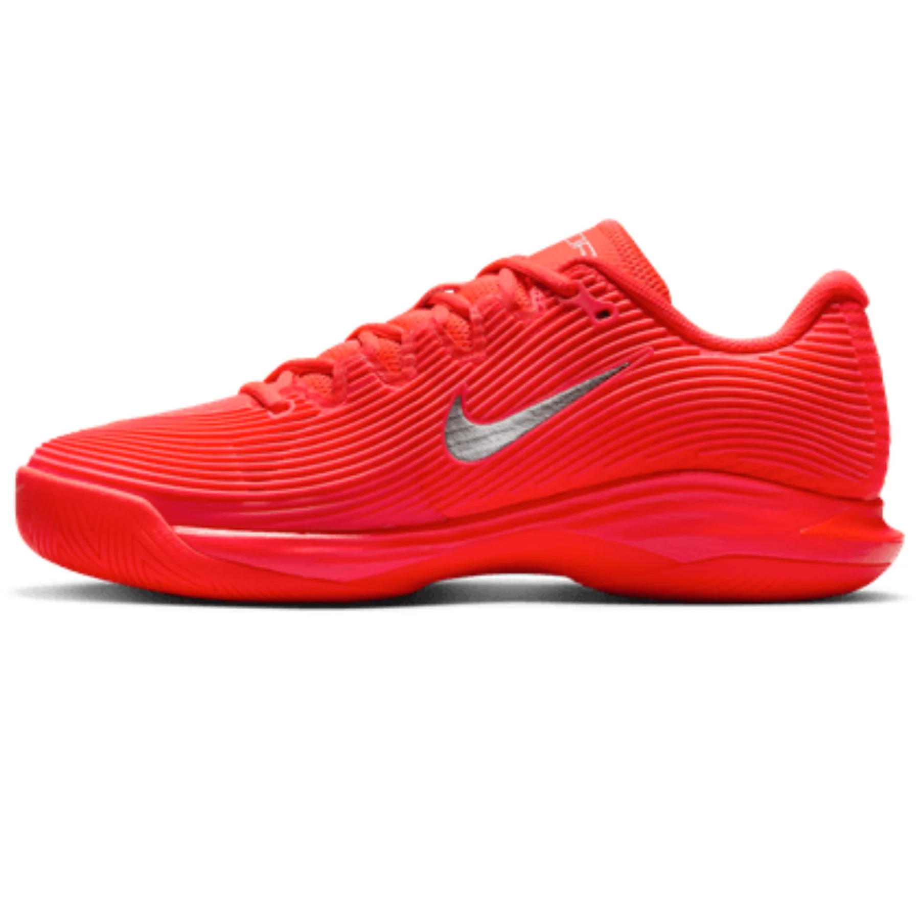 Nike Vapor 12 Premium Womens Hard Court Tennis Shoes - Bright Crimson/Metallic Silver - Image 8