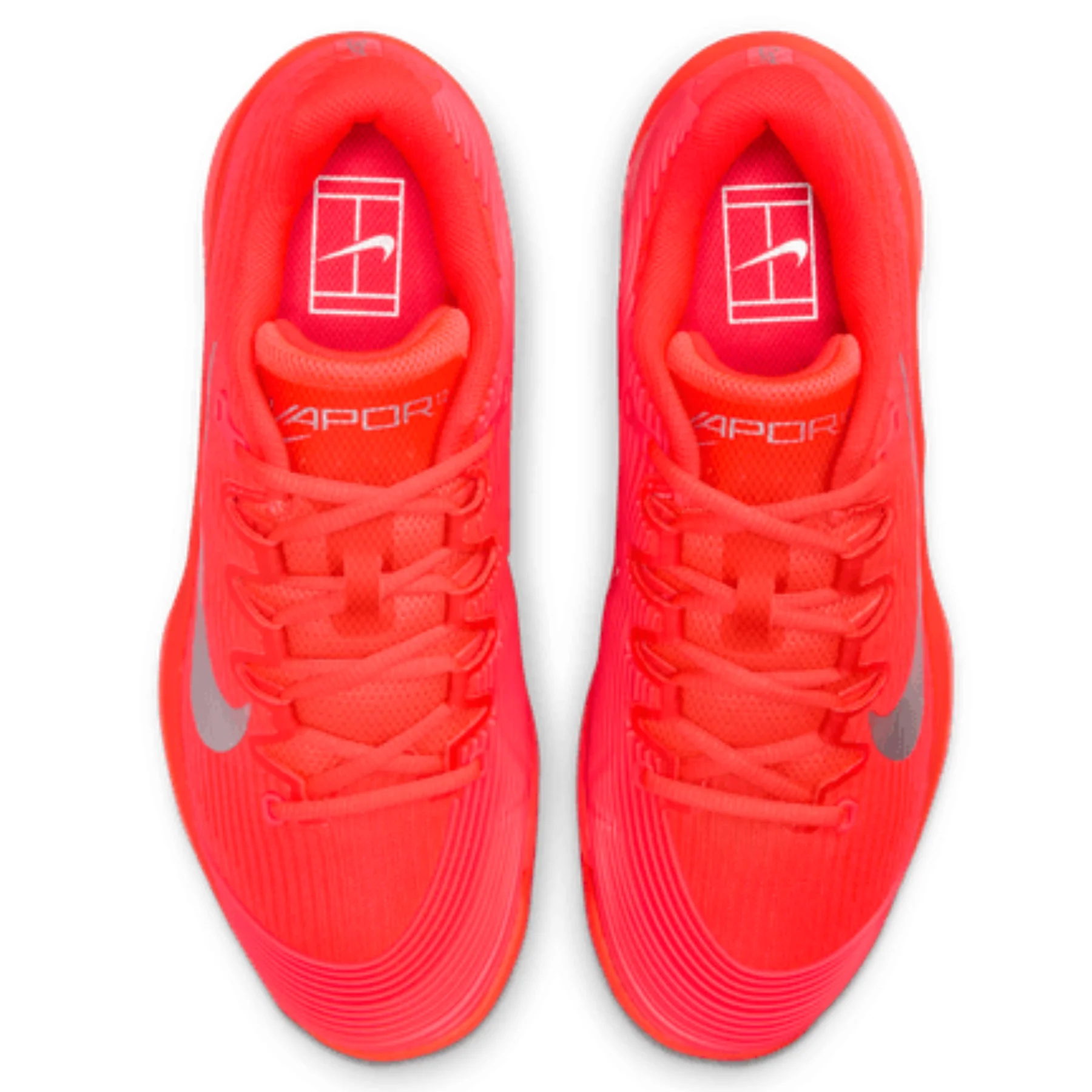Nike Vapor 12 Premium Womens Hard Court Tennis Shoes - Bright Crimson/Metallic Silver - Image 9