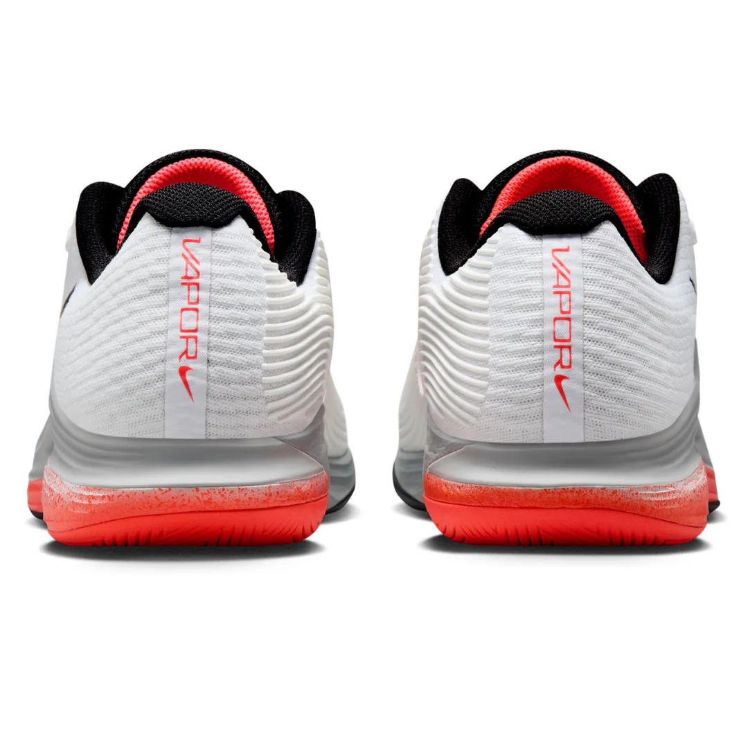 Nike Zoom Vapor 12 Mens Hard Court Tennis Shoes - White/Hot Lava Wolf Grey - Image 8